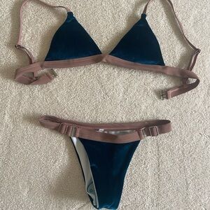 Velvet Teal and Brown Bikini Set